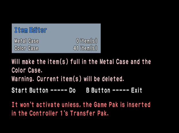 A count of items in the metal and color cases is
shown, along with instructions on how to fill the cases