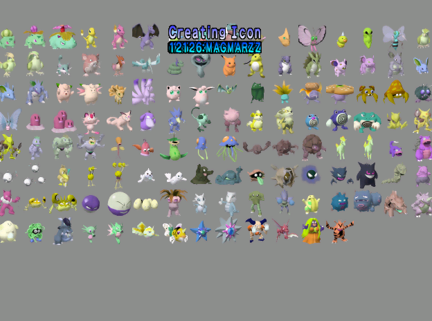 The icons of many Pokémon are laid out
	across the screen